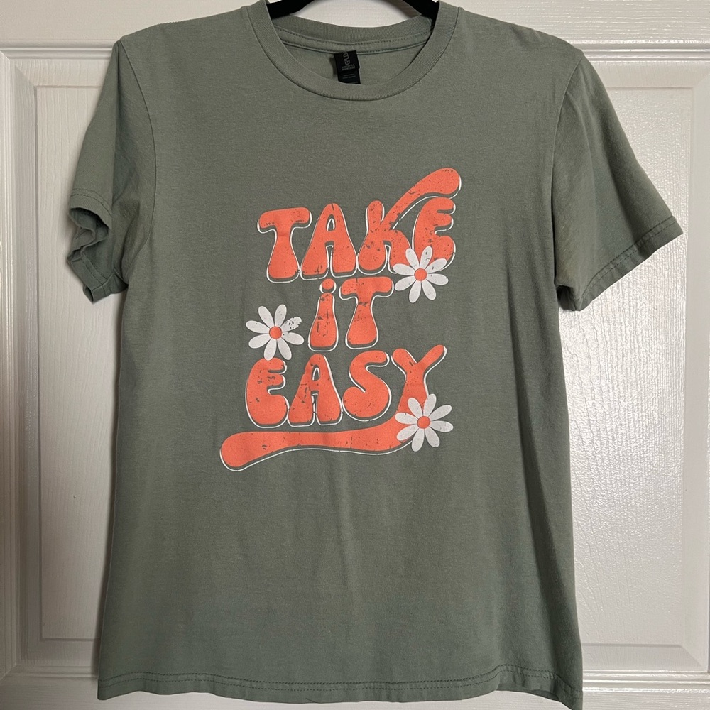 Green Graphic Tee 'Take It Easy'